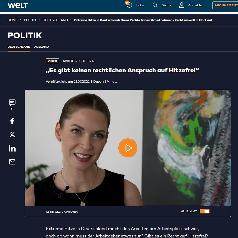 Foto  aus der Mediathek Es gibt keinen rechtlichen Anspruch auf Hitzefrei Welt 07/21/2022