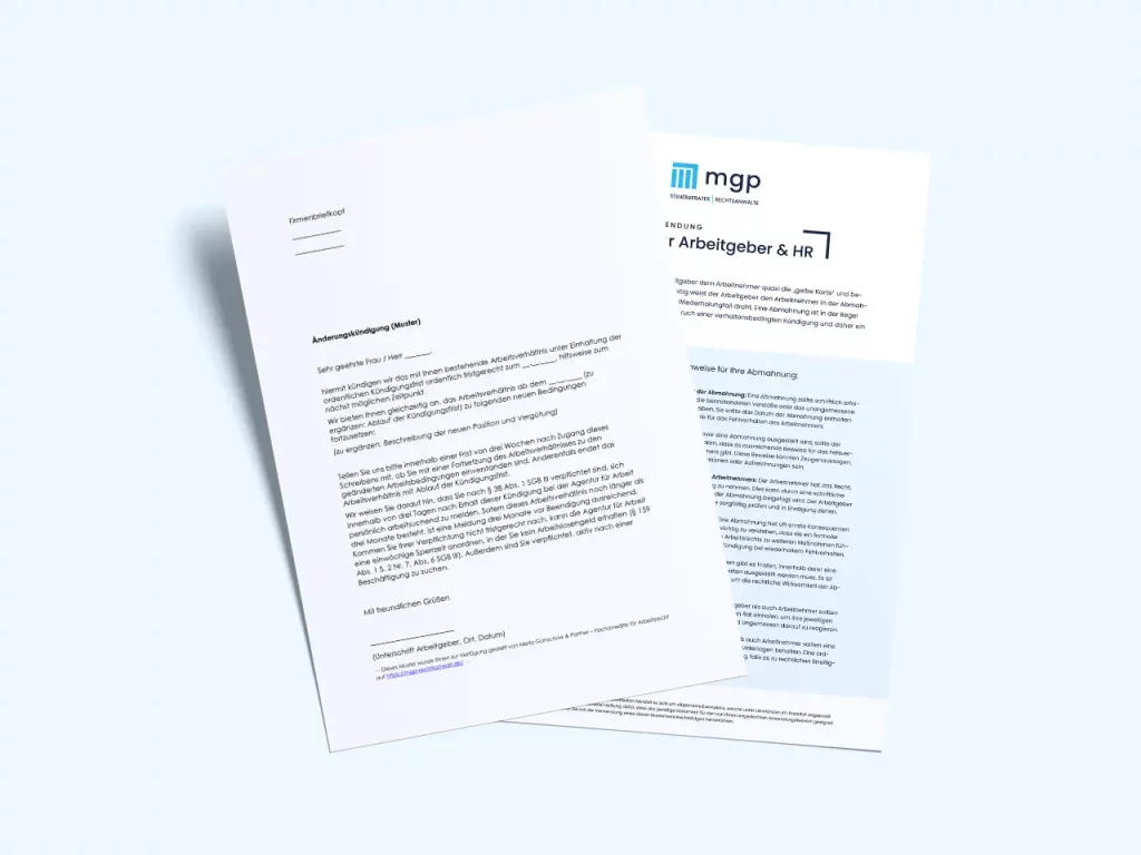 Vorschaubild für eine Änderungskündigung als PDF und Wordvorlage