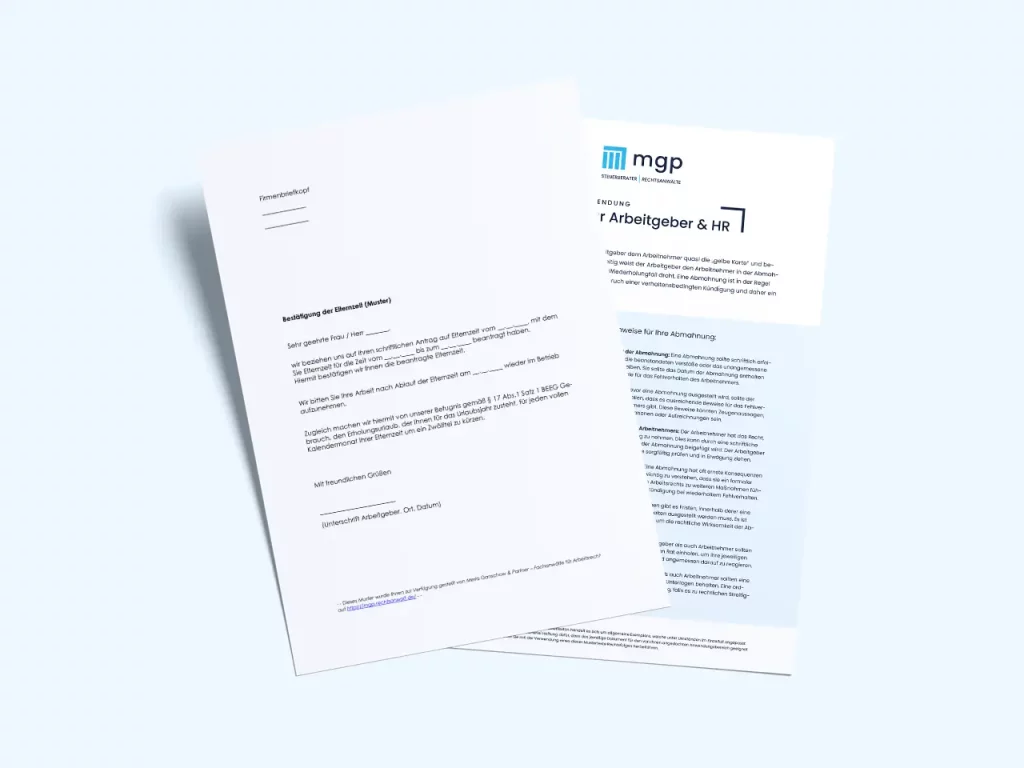 Bestätigung der Elternzeit für Arbeitgeber als Download (Vorlage Muster) in der Vorschau