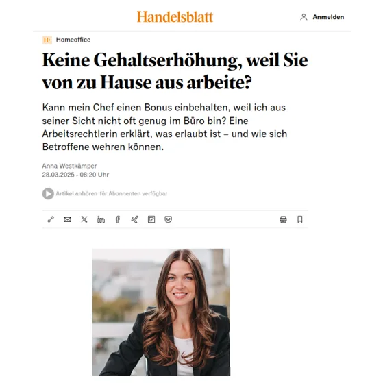 Foto aus der Mediathek Keine Gehaltserhöhung, weil Sie von zu Hause aus arbeiten? Handelsblatt 03/28/2025